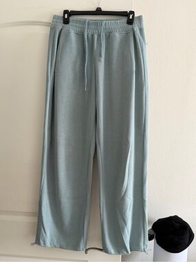 Light Blue Wide Leg Drawstring Sweatpants